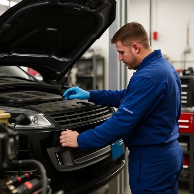 Mechanic working on vehicle