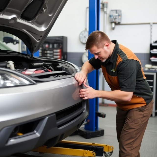 Mechanic working on vehicle