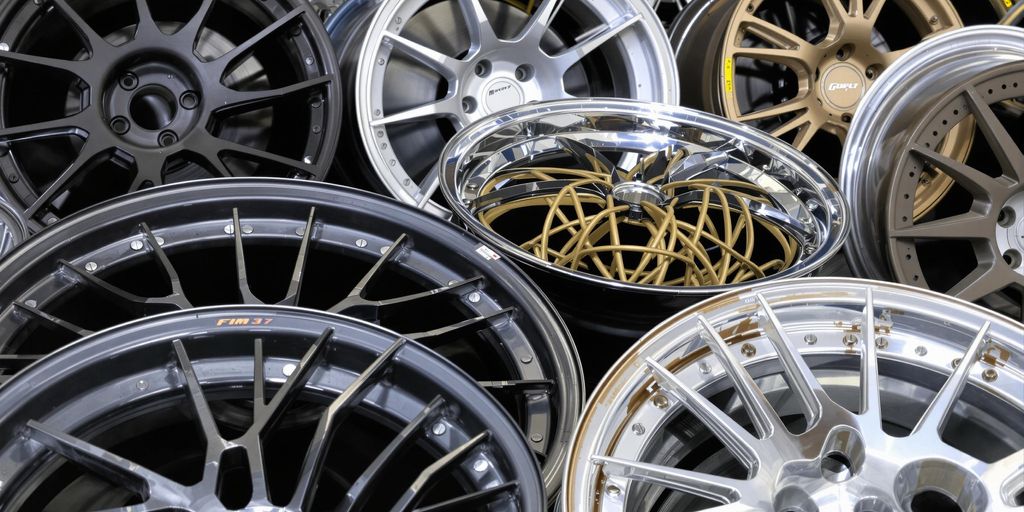 Close up of aftermarket wheels on a custom car